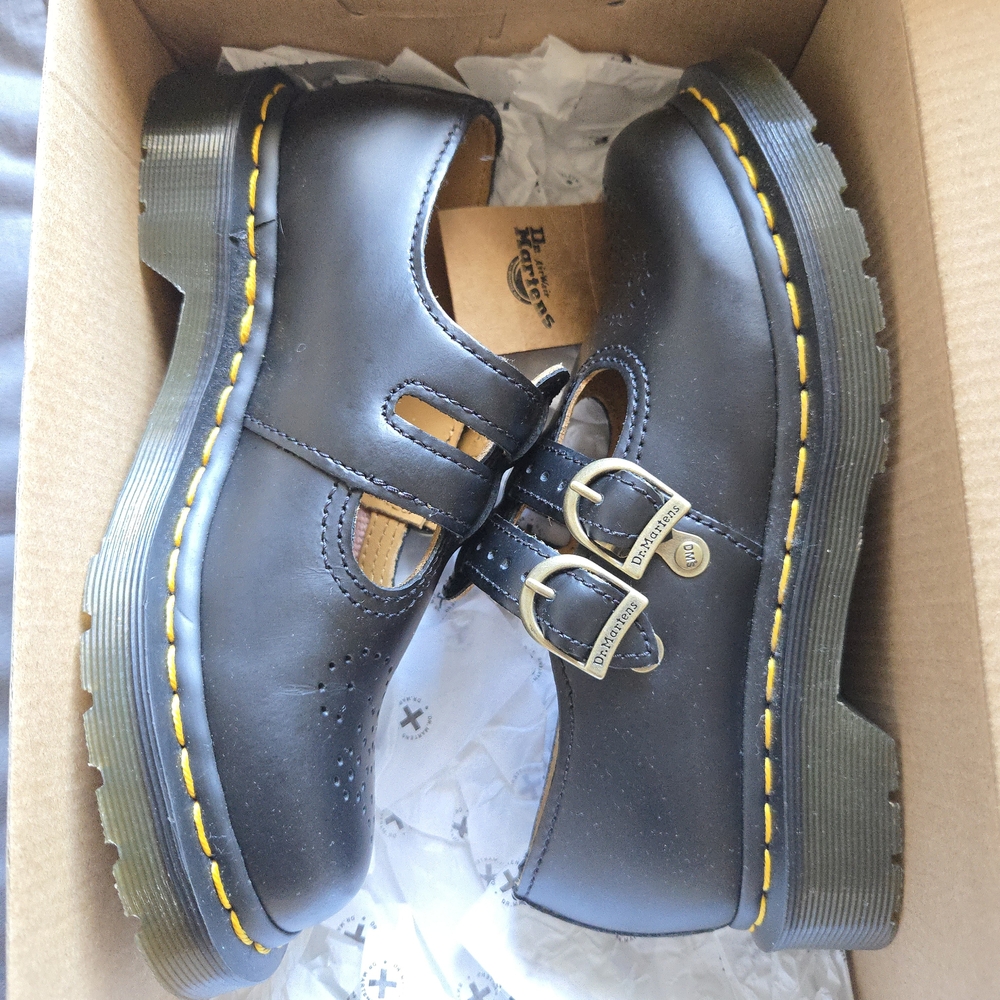 New Dr. Martens Black Leather Mary Jane Shoes
